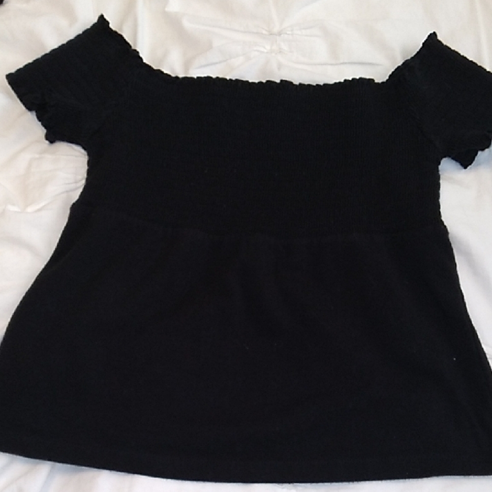 Moda International Black Ribbed Top - Picture 2 of 4